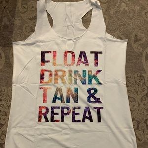 Float Drink Tan & Repeat Racerback Tank - White